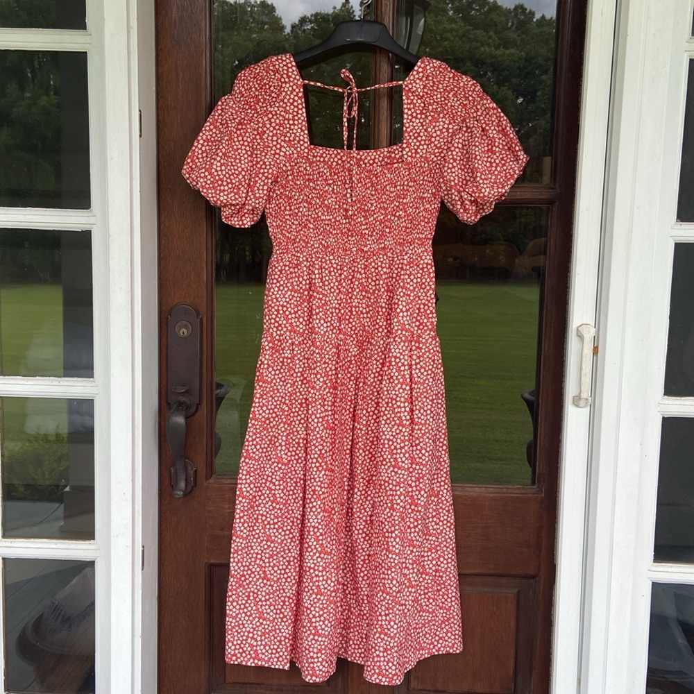 by Anthropologie puff sleeve poplin midi dress. Size small.‎ - Picture 4 of 5